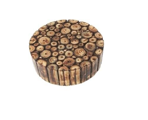 Handmade Wooden Round Shape Stool Natural Wood Logs Smooth Finish for for Kitche - Picture 8 of 16