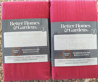 Set of 2 Temperature Regulating Thread Red Pillowcases 20''x32''