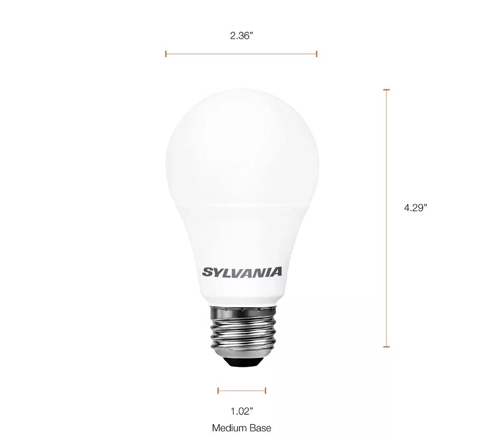 SYLVANIA LED A19 Light Bulb, 100W=14W, Non-Dimmable, 1500LM, Soft White, 4 Pk - Image 3 of 3