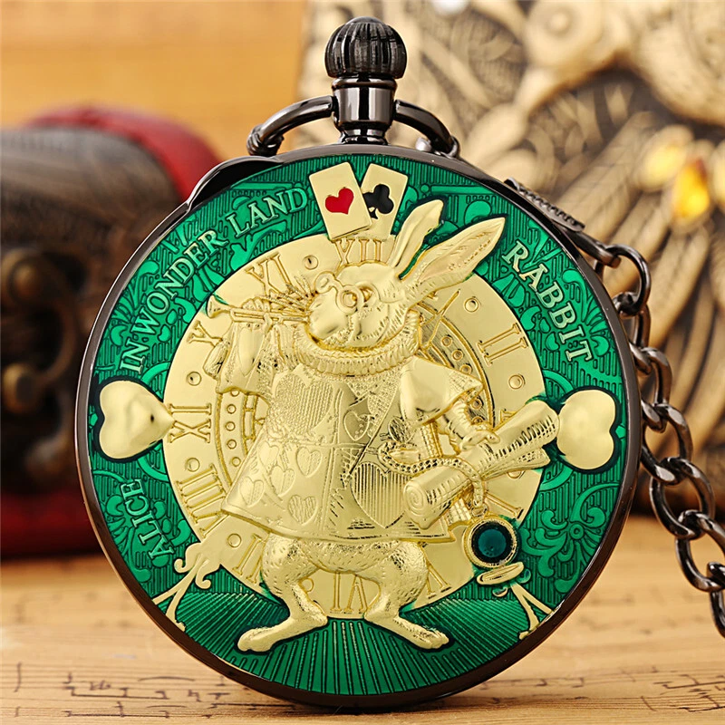 Retro Unique Rabbit Quartz Pocket Watch with Song Musical Watches Pendant Chain - Image 3 of 4