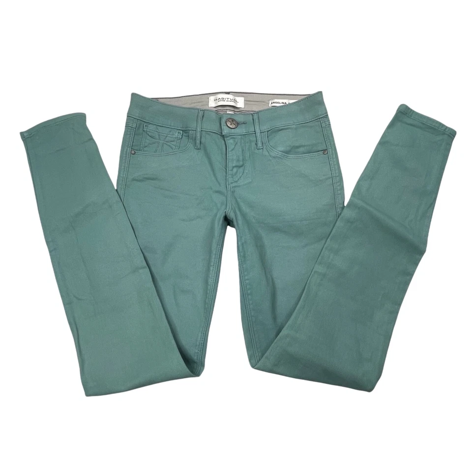 Habitual Angelina Cigarette Wax Coated Skinny Jean Mojito Womens Size 25 - Image 3 of 4