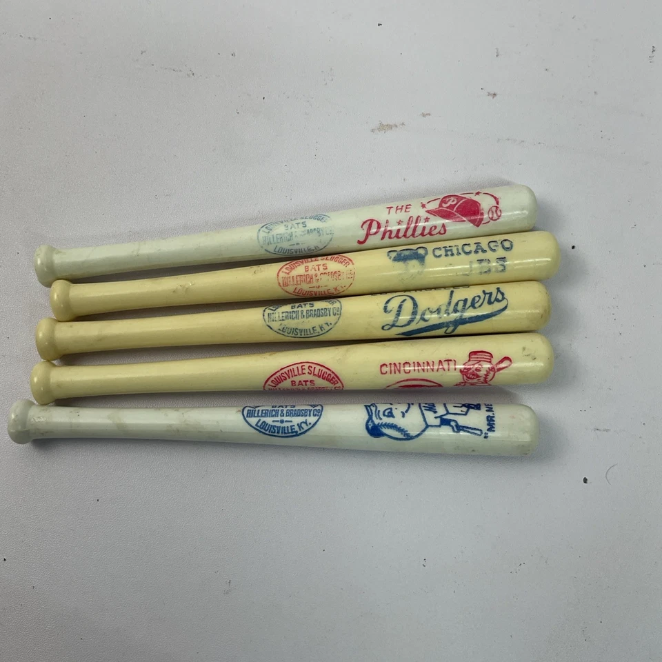 Mini murciélago de celuloide H&B Louisville Slugger años 50/60 New York Mets 4 3/4" lote 2 Foto 2 de 2