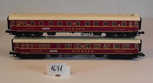 Minitrix Spur N 1/160 Speise-/Schlafwagen-Set Mitropa 4-achsig der DRG 1 #1671 | Zustand: Gebraucht