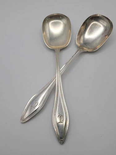 Towle Mary Chilton 2 Sterling Bouillon Sugar Spoons  46g, 1.6oz 'T' Monogram