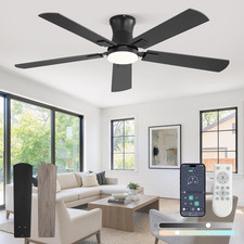 52" Black Ceiling Fan with Light, Remote App Control, Quiet DC Motor