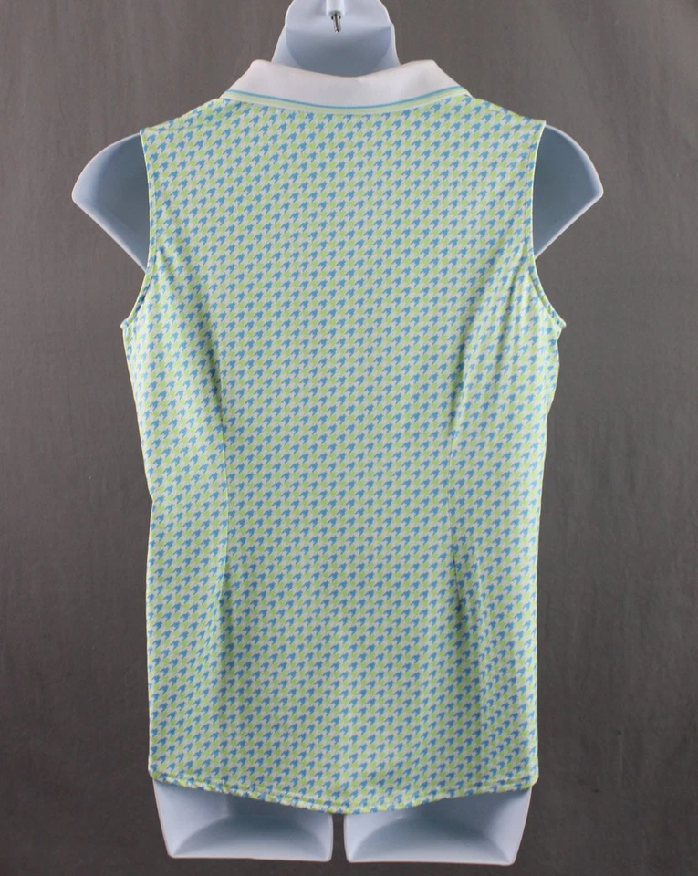 Jofit 女式白色蓝色薄荷印花分领无袖套衫上衣衬衫 XL — 第 2/4 张图片