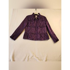 Chico's Women's Purple Ruffled Lightweight Jacket chicos Size 1