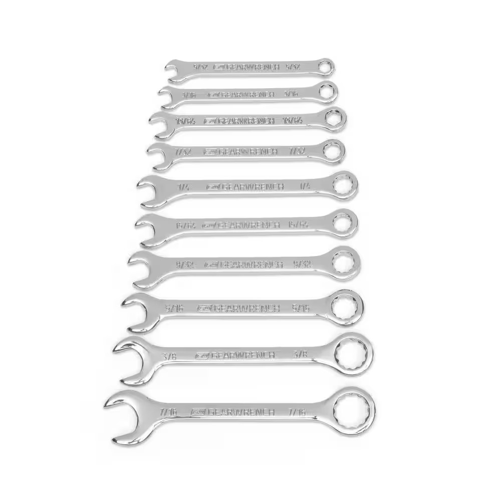 SAE Midget Combination Wrench Set with Pouch (10-Piece)