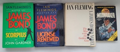 Lot of 4 James Bond books - by Ian Fleming, Christopher Wood & John Gardner