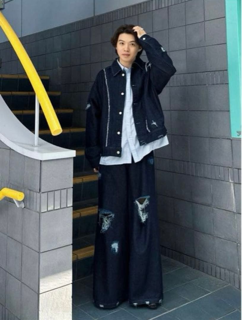 GIDEAL. Denim Set Up Damaged Processing Glitter B… - image 3