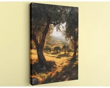 Tuscan Canvas Art Olive Grove Golden Hour Italian Landscape Rustic Decor