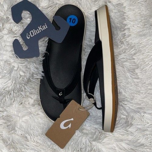 Olukai Nu'a Pi'o Sandals Black Thong Sandals Flip Flops Size 10 US 40 EUR Womens - Picture 3 of 5