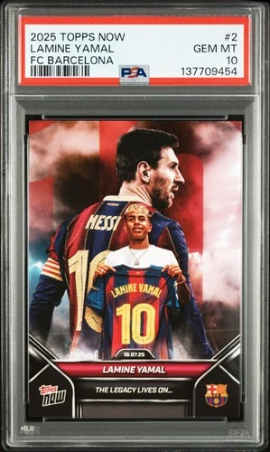 2025-2026 TOPPS NOW FC BARCELONA #2 LAMINE YAMAL PSA 10