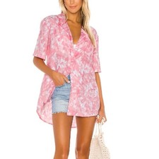 Faithfull the Brand Charlita Shirt Dress Roos Tie Dye Pink | Beach Coverup