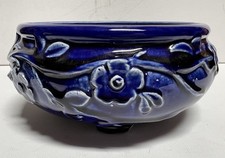 Weller Pottery Orchids Cobalt Blue With Separate Flower Frog