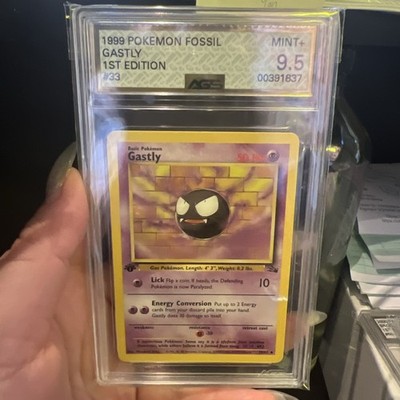 1999 POKEMON FOSSIL GASTLY 1ST EDITION CARD #33 GAS POKEMON GRADED