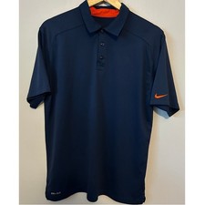 Nike Golf Polo Shirt Mens L Navy Blue Orange Dri-FIT Short Sleeve Performance