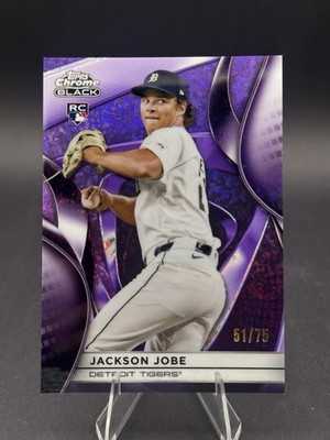 2025 Topps Chrome Black Jackson Jobe #60 Purple Mini-Diamond Refractor /75 (RC)