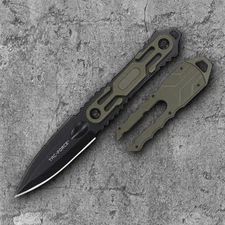 Tac Force Fixed Knife 2.88" Full Tang 3Cr13MoV Steel Blade Green ABS Handle