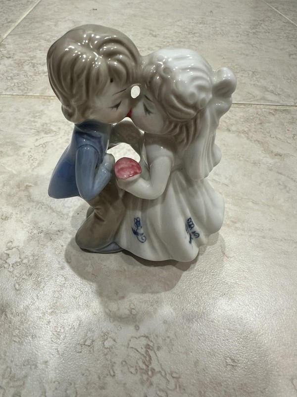 Lamboli Co. Porcelain Figurine of Boy & Girl Kissing Married Couple