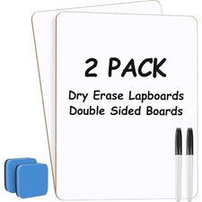 Double Sided Small White Board 2 Pack 9x12 Inch Portable Dry Erase Lapboards