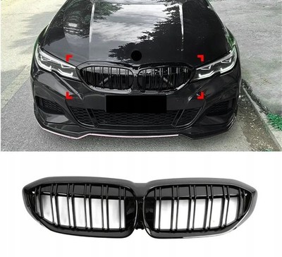 Nieren Kühlergrill Blenden BMW 3er G20 G21 2018-2021 Vor Facelift Schwarz Glanz