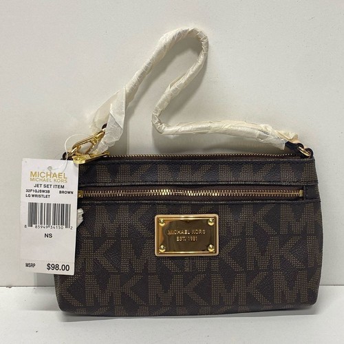 Michael Kors Jet Set Brown Logo Wristlet