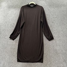 Garnet Hill Audrey Mock Neck Knit Dress Women Small Brown Long Sleeve Relaxed