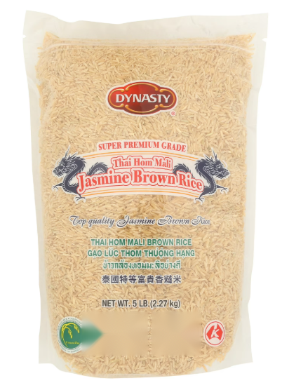 Dynasty Non-GMO Gluten-Free,Super Premium Grade Jasmine Brown Rice, 5 ...