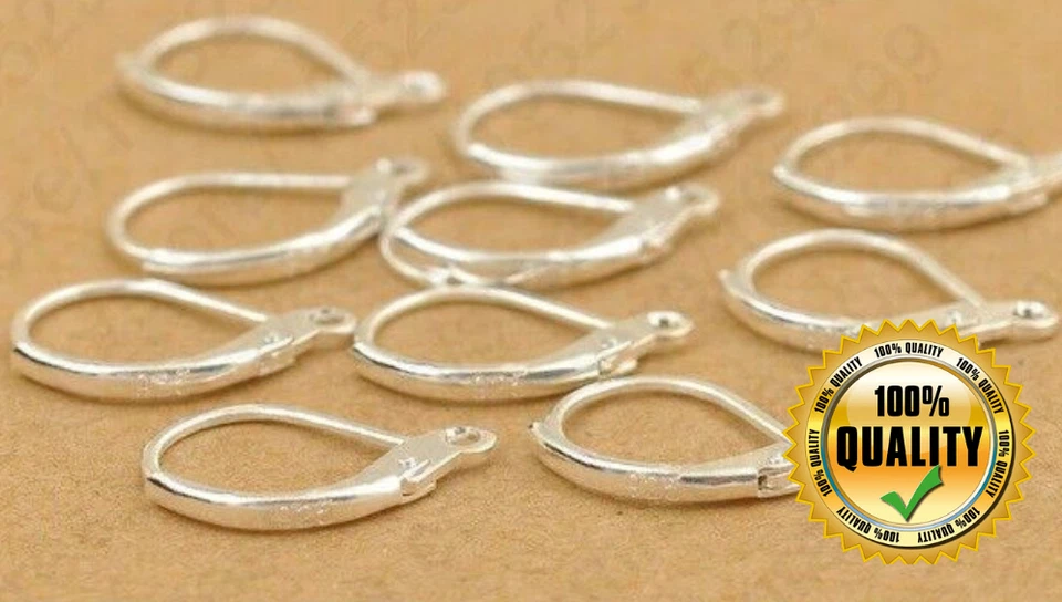 1 PAIR QUALITY STERLING 925 SILVER 16MM LEVERBACK HOOKS EARWIRES. - Image 2 of 4