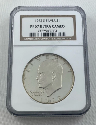 1972 S United States Silver $1 Proof NGC PF 67 Ultra Cameo - "In God We Trust" -