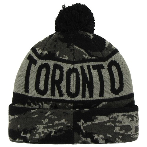 '47 Toronto Maple Leafs Tigertooth NHL Hockey Wordmark Logo Knit Hat with Pom - Picture 2 of 2