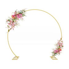 Wokceer Round Backdrop Stand 8FT Gold Wedding Arch Metal Circle Balloon Arch ...