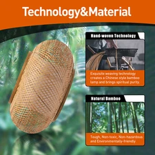 Ceiling Hanging Lamp Bamboo Wicker Vintage Rattan Lantern Pendant Light Fixture