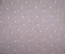 Childrens Fabric Half-Yard Pink Sprinkled Stars Gray Michael Miller Cotton Vtg