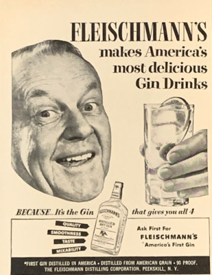 Fleischmann's Distilled Gin America's First Vintage Print Ad 1950 #0833