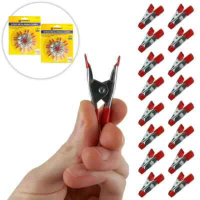 16 MINI CLIPS ROT KLEIN METALL FEDERKLEMME GRIFF PLANE SET BASTELN MODELLBAU HALTEN