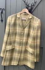 Women's Longer Length Mustard Check Linen/silk Mix By Basler Sz 20uk