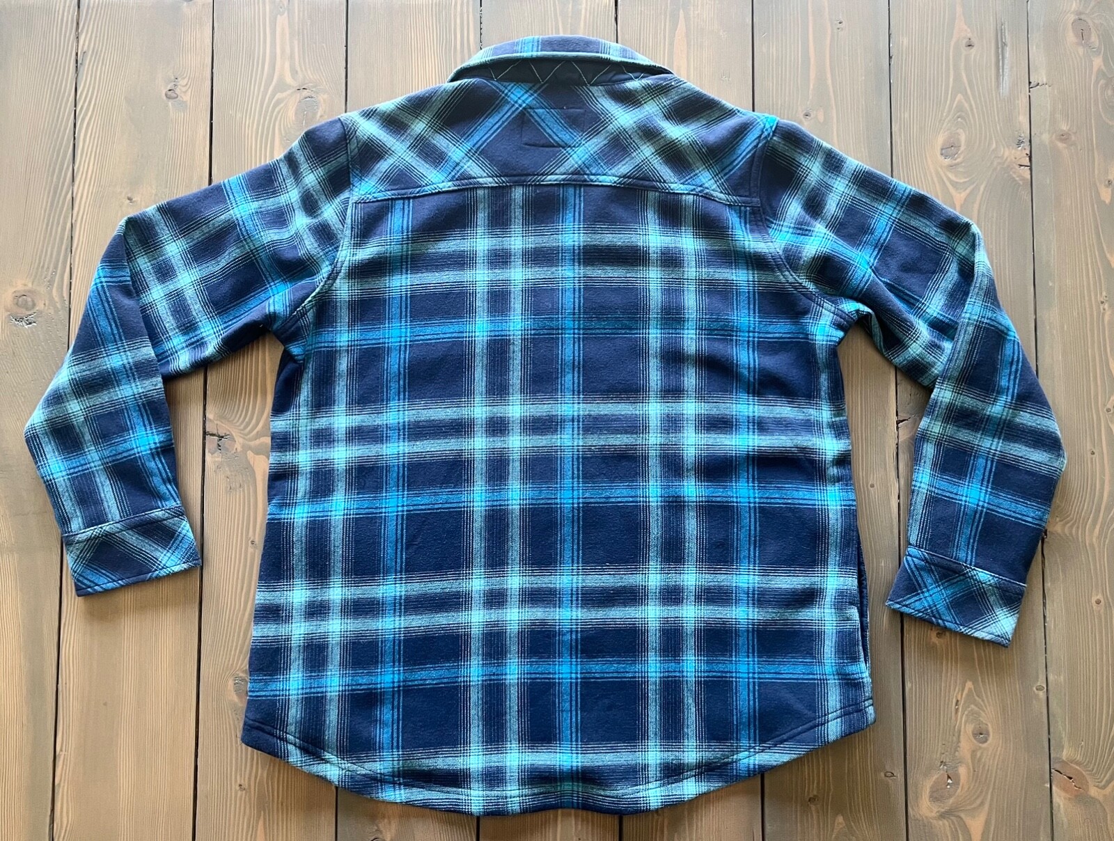 Men's Blue Orvis Heavyweight Flannel Shirt Jacket, Lined With Fleece XL