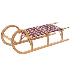 Ress slitta slittino slitta in legno slitta con corna sedile cintura NUOVO