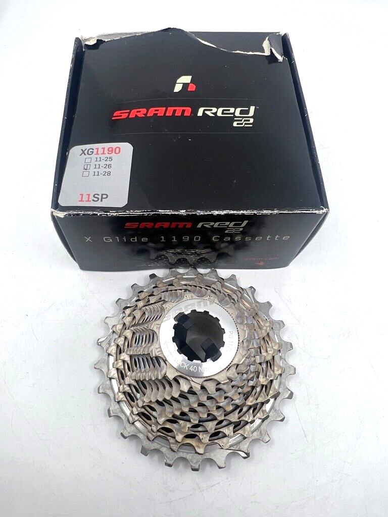 VGC SRAM RED XG1190 11 Speed 11-26t Cassette with Box, Low VGC SRAM RED XG1190 11 Speed 11-26t Cassette with Box, Low