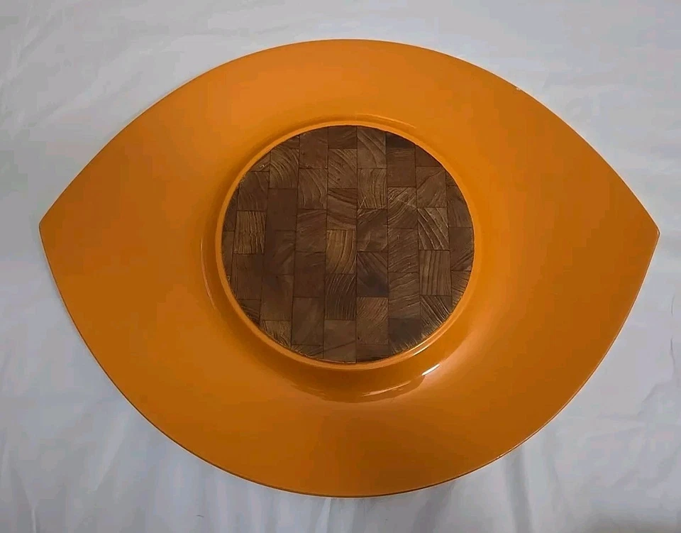 Bandeja de globo ocular naranja/teca vintage del festival danés de Dansk Jens Quistgaard Foto 3 de 4