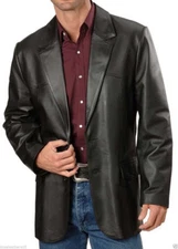 Brand New Men's Genuine soft Lambskin Leather Blazer Jacket TWO BUTTON Coat NF02
