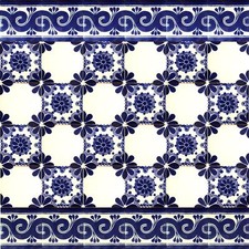 Wall Tiles Set of Mexican Tiles with Border 10,5cm For Kitchen Backsplash -Mirta
