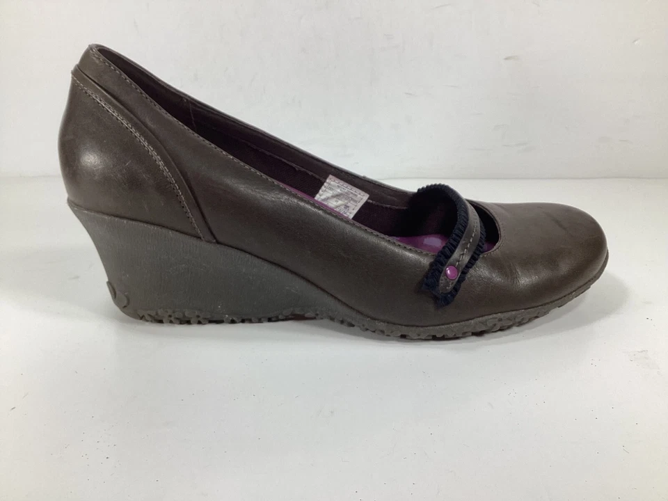Zapatos de cuña Merrell Petunia Mary Jane cuero marrón Vibram para mujer talla 9,5” Foto 2 de 4
