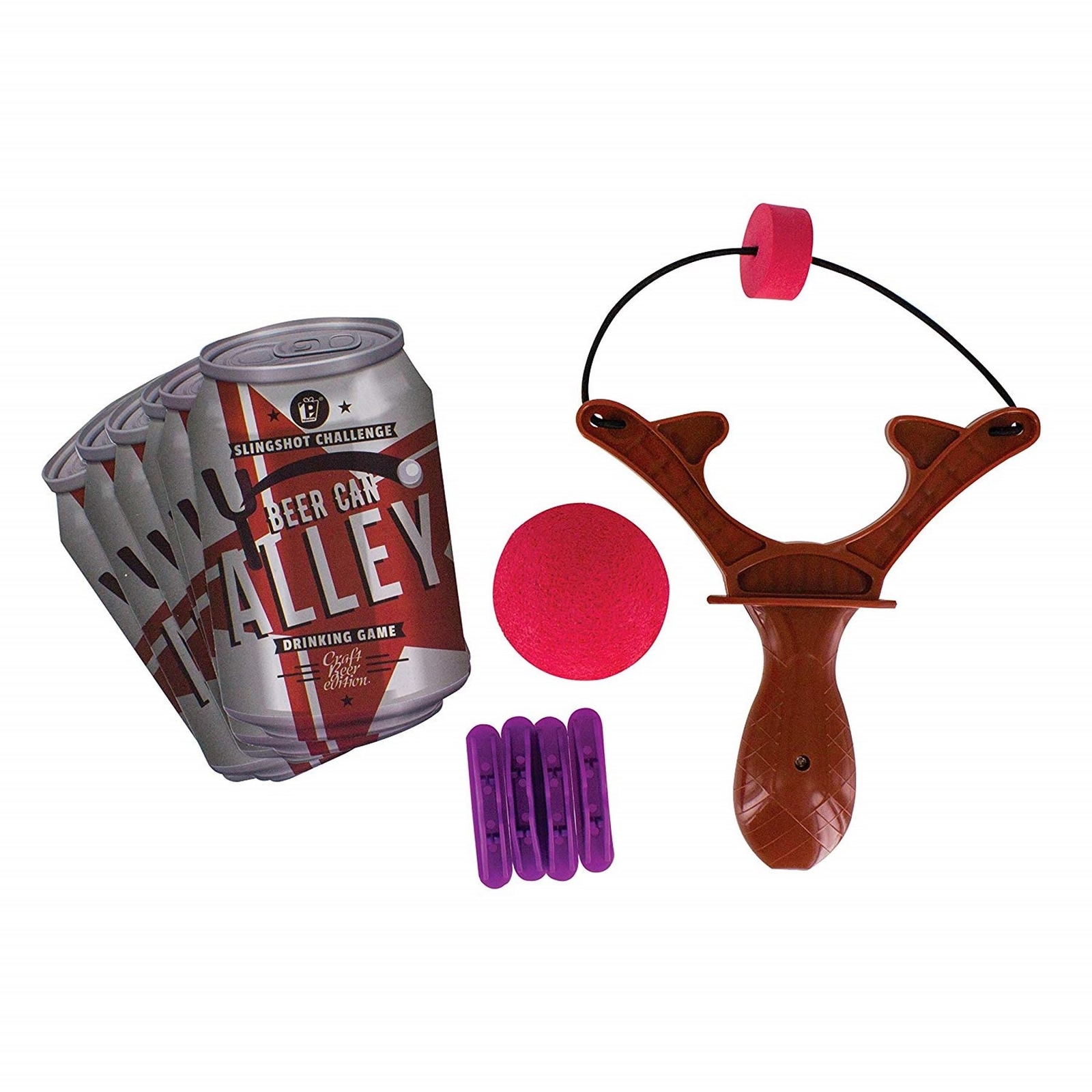 Slingshot Drinking Game Beer Can Alley Novelty Party Fun Adult Gift Set