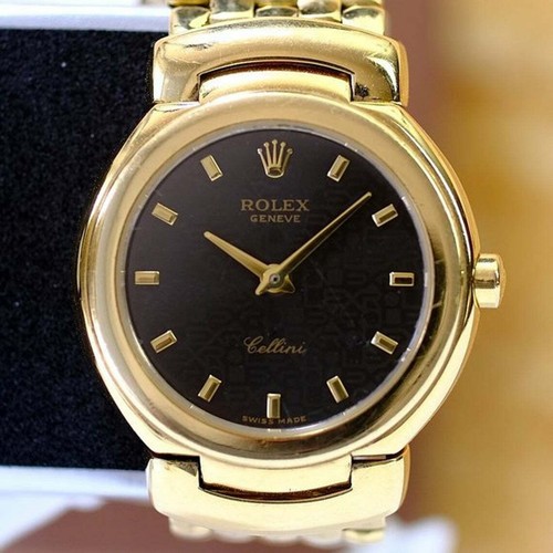 Rolex Cellini 18K Yellow Gold Black 