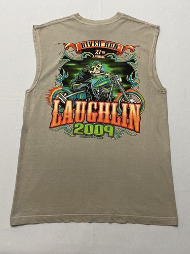 Laughlin 2009 River Run Biker Design Men’s Graphic Shirt Skeleton Rider ...