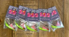 5 pack Pompano Jigs GREEN CHARTREUSE w/Pink Teaser 3/8oz 1/2oz 3/4oz 