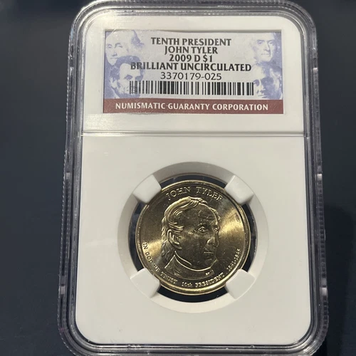 2009 D John Tyler $1 NGC Brilliant Uncirculated First Day Of Issue
